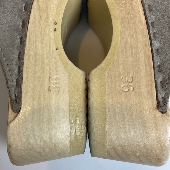 Sven Leaf Punch Spray Clogs in Beige Tan Sz 36 5 5.5 scandi granola girl hippie - Picture 14 of 16